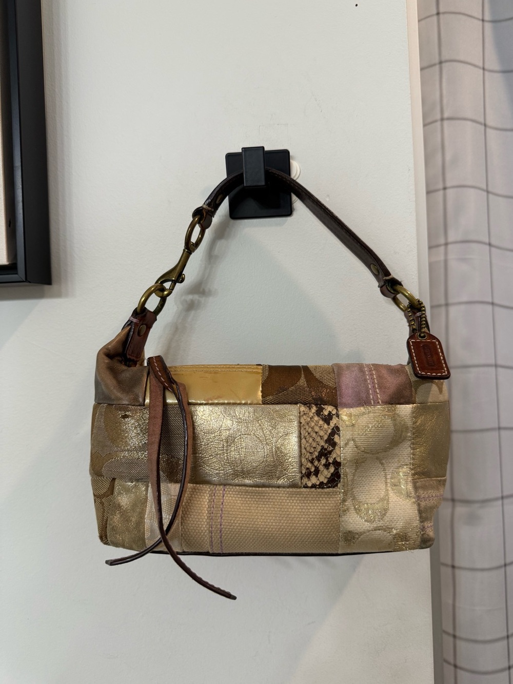 ULTRA RARE! Coach (2006) Holiday Patchwork Signature Baguette Shoulder Bag